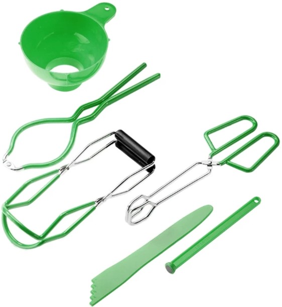 ALANES 6 Pieces/Set Stainless Steel Canning Jar Lifter Kit with Grip Handles Stainless Steel Tong Kitchen Tool Set