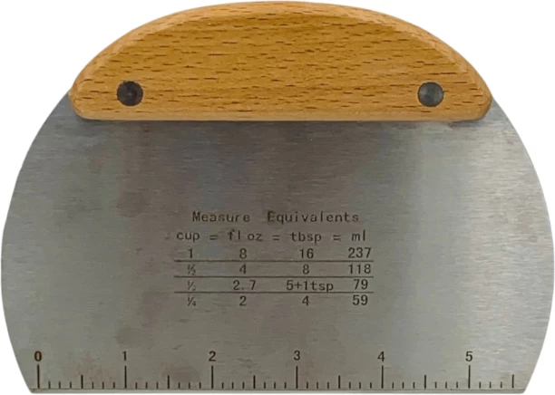 Crockery Centre Dough Cutter 16x11.5cm With Measurements & Wooden Handle Steel, Wood Cutter Kitchen Tool Set