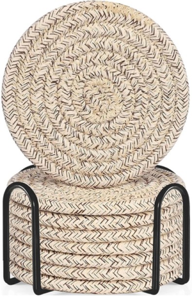Cart in Mart 8 Pack Cotton Drink Coasters With Holder For Drinks Cups Hand Woven - Mixed Brown - 11 cm 8 Pack Cotton Baking Tools Kitchen Tool Set
