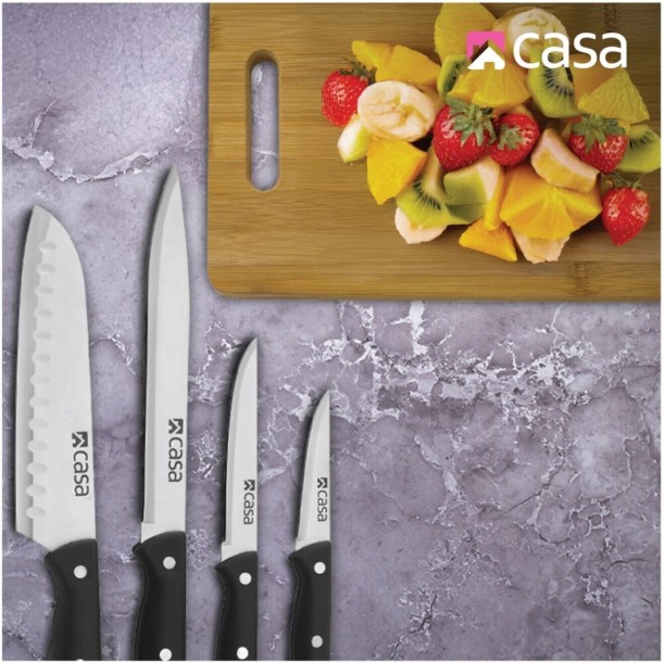 Casa Verona Knife Set and Bamboo Cutting Board Bamboo, Stainless Steel, Plastic Cutting Board, Knife Kitchen Tool Set