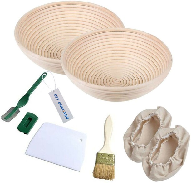 ALANES 9 Inch 2 Piece Round Sourdough Proofing Basket Bread Making Tools Wood Ladle Kitchen Tool Set