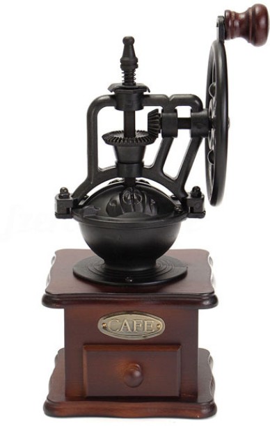 ALANES Wooden Vintage Manual Coffee Bean Grinder Wood Crusher Kitchen Tool Set