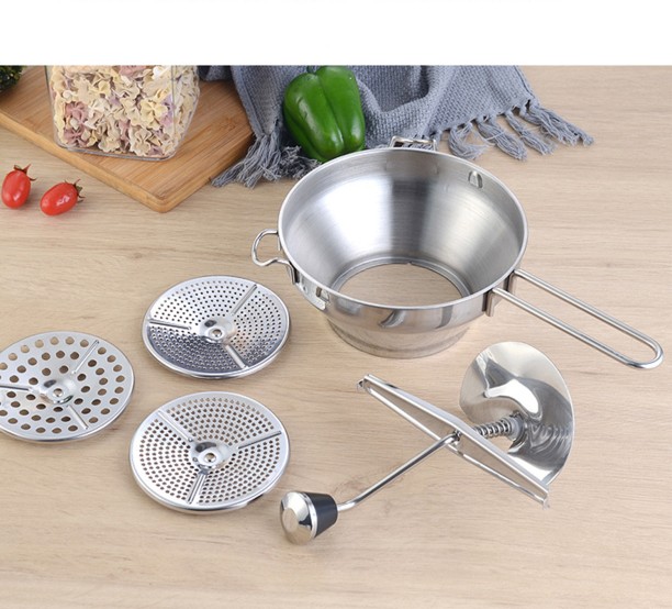 ALANES Stainless Steel Food Mill Kitchen Grinder Food Shredder Steel Masher Kitchen Tool Set