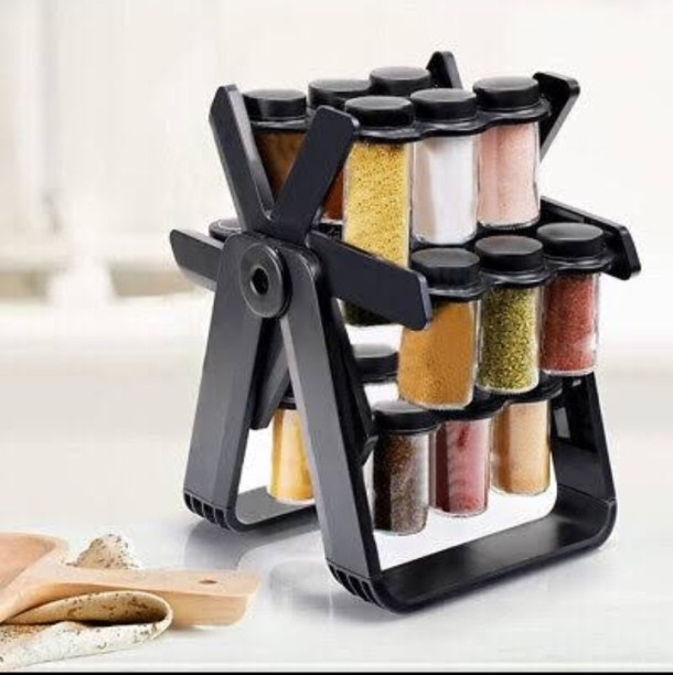 Rotating Spice rack Rotating Spice Rack Plastic Crusher Kitchen Tool Set