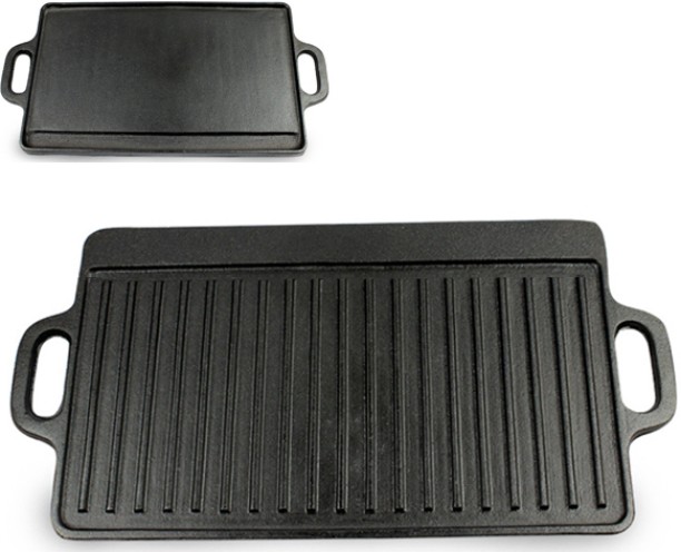 ALANES Cast Iron Reversible Grill or Griddle Steel Food Clips Kitchen Tool Set