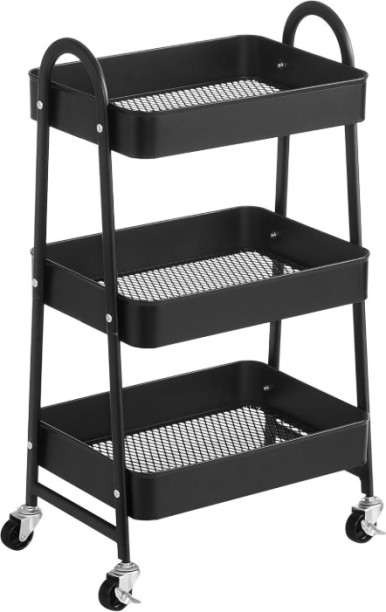 LXD 3 Tier Rolling Cart Metal Serving Trolley Kitchen Trolley Kitchen Shelf Steel Kitchen Trolley