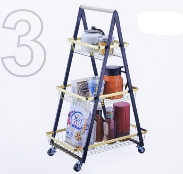 INFINITY HOMEWARE Trolley Kitchen Storage Rack Vegetable BaskeT 3-Layer Stainless Steel Kitchen Trolley