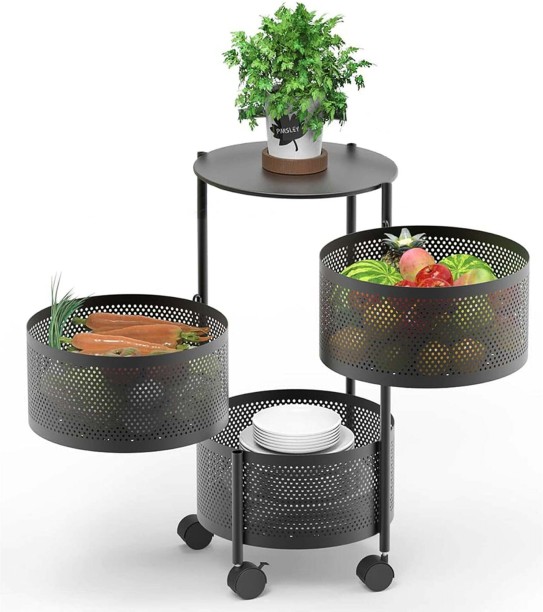 Golden Star GS-SF-103 Black Aluminium Kitchen Trolley