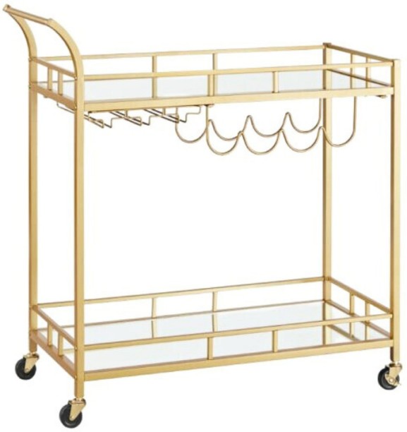 Decorum & Co Dorato Dining Cart Steel, Glass Kitchen Trolley