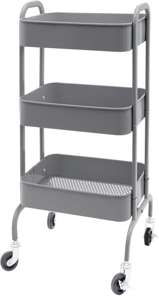 Infinity Homeware Caddy Trolley - Vermont 3-Tier Kitchen Trolley - Storage Trolley Carbon Steel Kitchen Trolley