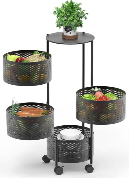 Golden Star GS-SF-104 BLACK Aluminium Kitchen Trolley