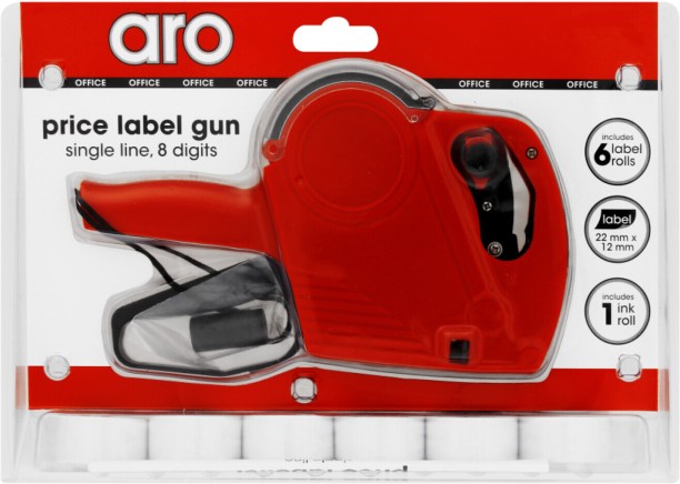 Aro 8-Digit Single Line Price Label Gun Plus Extra Roll Label Maker