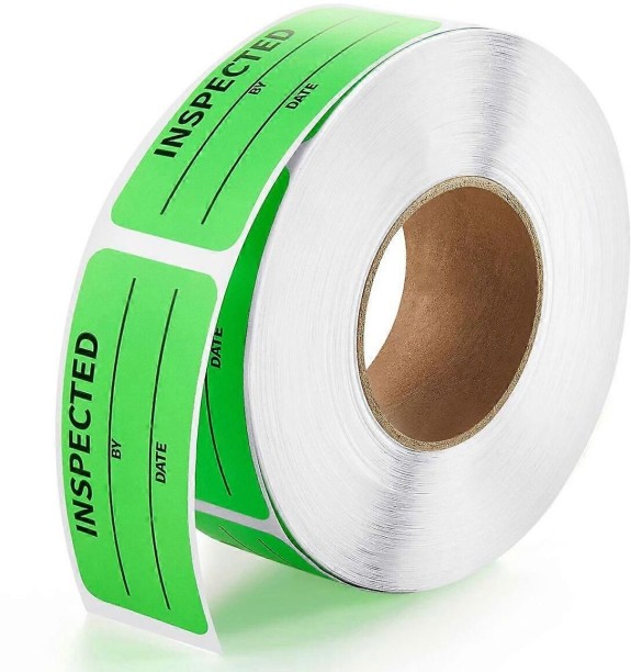 Huanix 1 x 2.25 Inch Control Inventory Labels 500 Labels Per Roll Inspected by Rectangle Labels Fluorescent Green Adhesive Stickers Label Maker