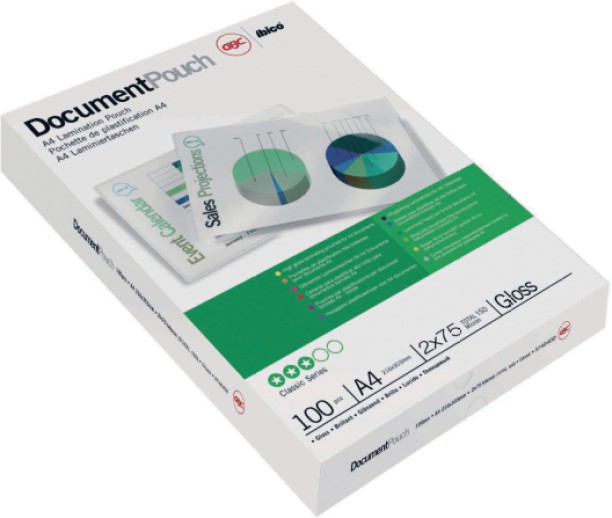GBC Document Gloss Pack of 100 (250 Micron) A4 Laminating Sheet