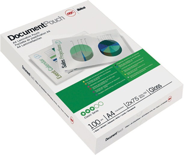 GBC Document Gloss Pack of 100 (150 Micron) A4 Laminating Sheet