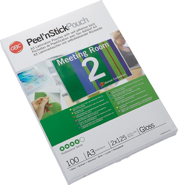 GBC Gloss Standard Pack of 100 (250 Micron) A3 Laminating Sheet