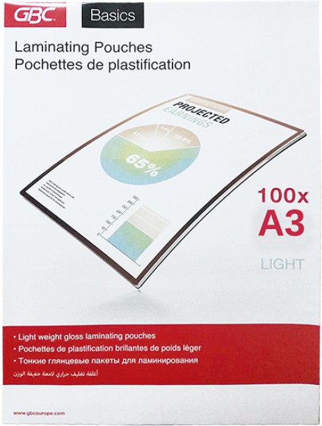 GBC Gloss Document Pack of 100 (150 Micron) A3 Laminating Sheet