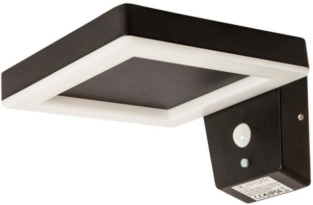 Charms Solar Square Wall Mounted Light with PIR Sensor Black Outdoor Security Lighting 657883 Wall Lights Lamp Shade