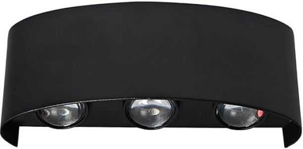 SAM Glowing Night 6 Watt 6-Way LED Outdoor Wall Light | Up & Down Warm White Light | Decorative Wall Sconce for Balcony, Terrace & Modern Home Decor Ceiling Lights Lamp Shade