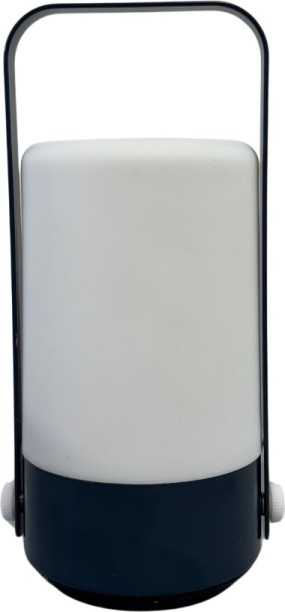 generic Battery Operated Lantern - Steel Blue Metal, Glass Hanging Lantern