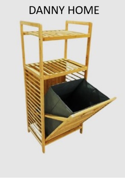Danny Home 1 Tier Bamboo Storage Rack & Basket 40cm Wood Organizer Kitchen Rack