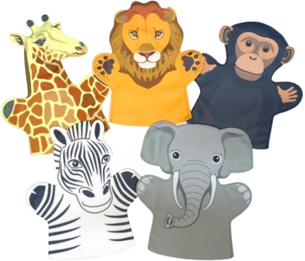 MLE Hand Puppet Set - 5 Piece Wild Animals Activity Toys