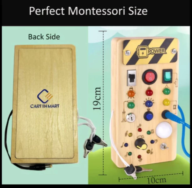 CART IN MART Wooden Montessori Educational Toy Sensory Busy Board With LED Light Switch Educational Toys