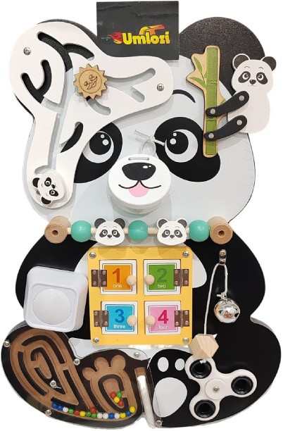 Umlozi Sensory Busy Board 9 in 1 - Panda Design Activity Toys