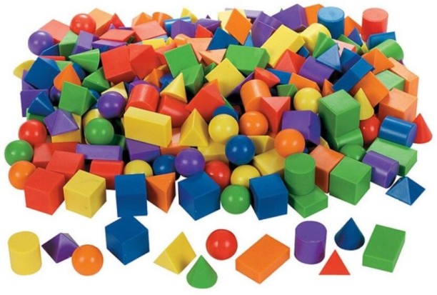 MLE 3D Geometric Shapes Solids 2.5cm - 60 Pieces Educational Cubes