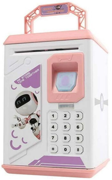 Kids ATM Fingerprint Password Money Box pink Kids ATM Fingerprint toy machine Digital Learning