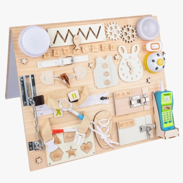 Umlozi Sensory Busy Board And White Board 2 In 1 For Toddlers - Batteries Include Activity Toys