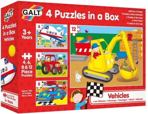 Galt 4 Puzzle in a Box - Vehicles Activity Toys