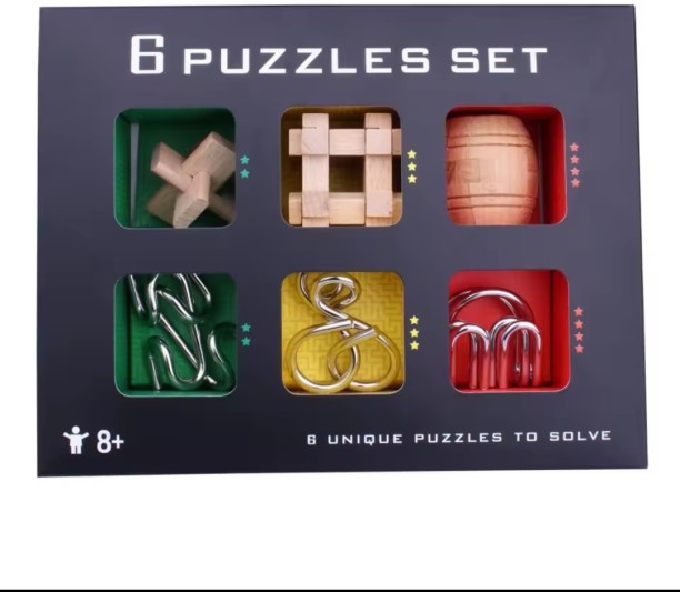 Captain-K 6 Puzzles IQ Unlock Interlock Disentanglement Game Activity Toys