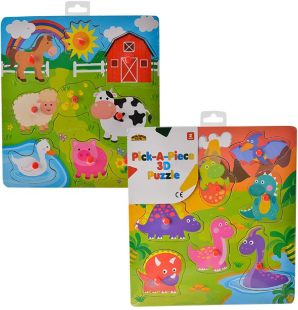 Growing Minds Edu Push-In Board Lrg Asstd 29Cm X 29Cm Knob Puzzle