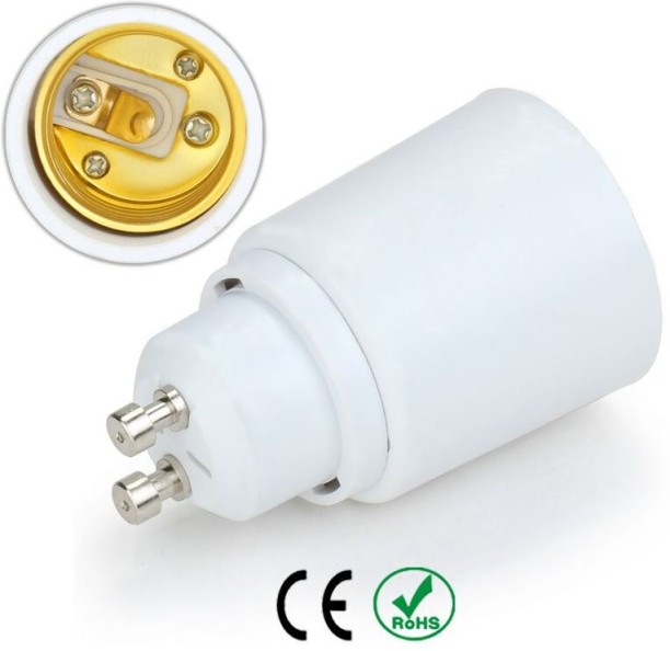 Royal Lite GU10 To E27 LED/CFL Light Bulb Socket Converter, Adapter (Adaptor) For Both AC And DC Light Bulbs. Nickel, Copper, Plastic Light Socket