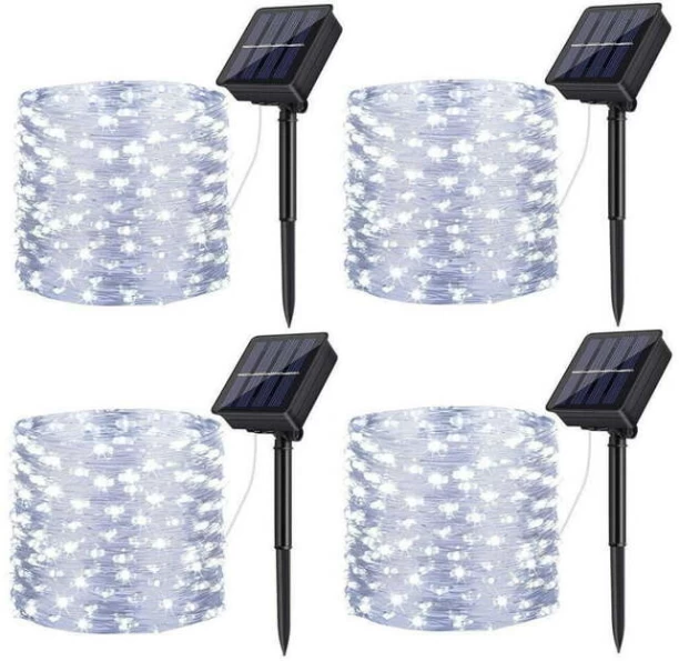 AD Stores 10m Solar Powered LED Fairy Lights Cool White- 4Pack LED Rope Light