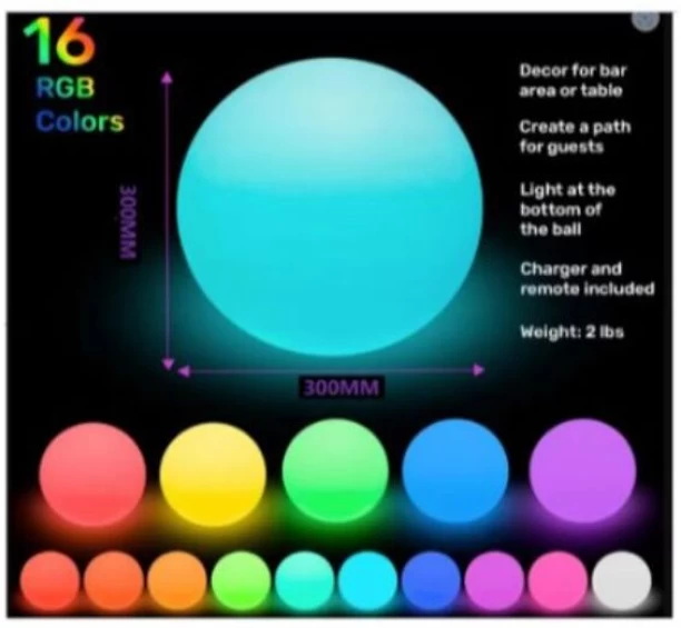 Generic 16 RGB Colors LED Ball Light (Large) LED Ball Light