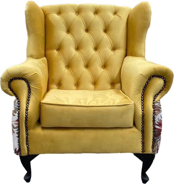 Gorgeous Furniture 599-Yellow Mustard Solid Wood Living Room Chair