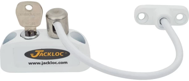 Jacklok Pro-5 Key Locking Window Restrictor White Cable Cable Lock