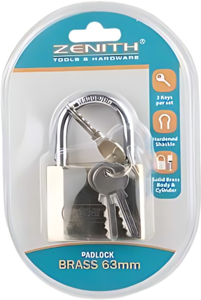 AZ Décor Padlock Zenith Brass 63Mm Carded Padlock