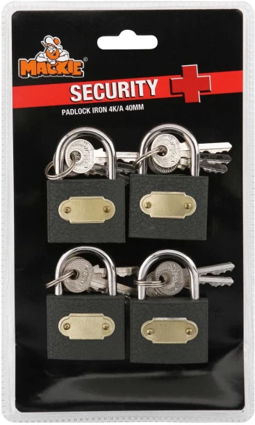 Mackie Ka Iron Padlock X 4 Pk Padlock