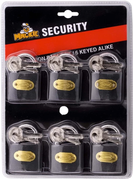 Mackie Ka Sec Iron Padlock X 6 Pk Padlock