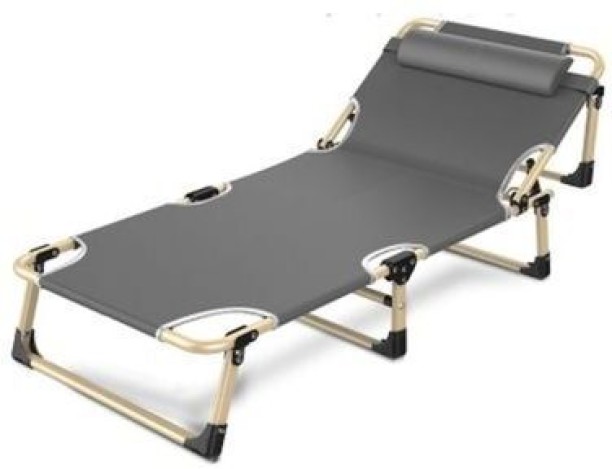 HERMARKET SA Grey Fold-able Bed/Lounger Fabric Lounger