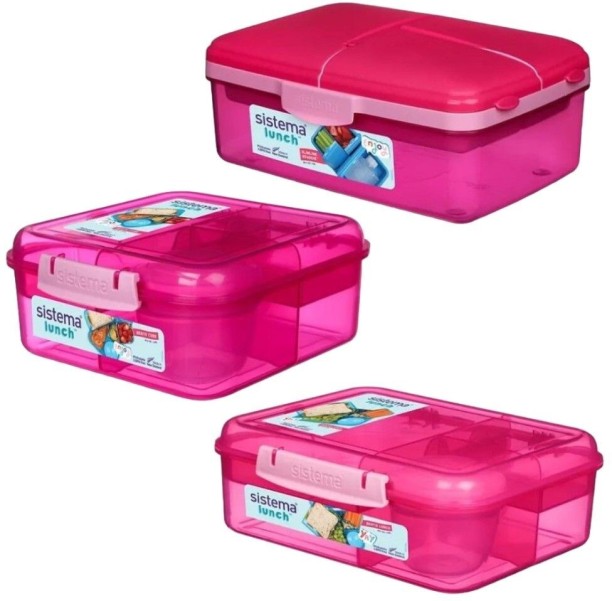 Sistema Pink Trio Lunch Set 3 Containers Lunch Box