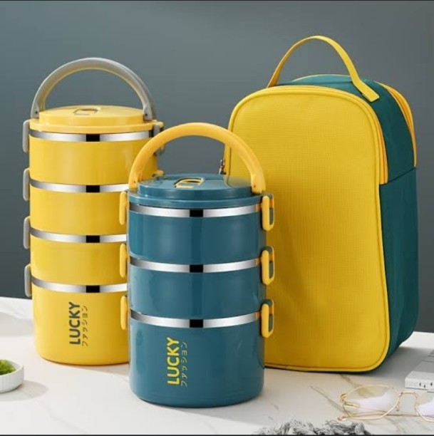 Stainless Steel Portable Thermal Insulated Triple Layer Lunch Box Condere 3 Containers Lunch Box