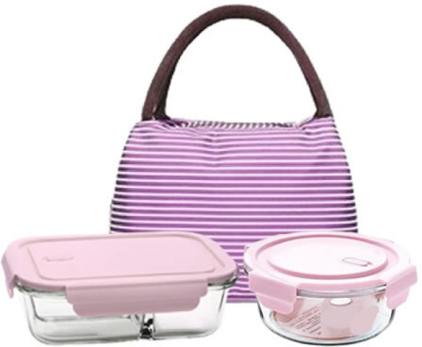Generic 2 Glass Lunch Box Containers With Insulated Lunch Bag 2 Containers Lunch Box