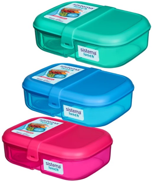 Sistema Lunch Box Tin Ribbon Lunch with Mini Bite 1.1L 3 Pack 3 Containers Lunch Box