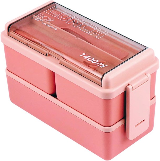 jozi trade 2 Layer 1400ml Lunch Box with Spoon and Fork 2 Containers Lunch Box
