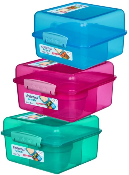Sistema Lunch Cube Max with Yogurt Pot 2L 3 Pack 3 Containers Lunch Box