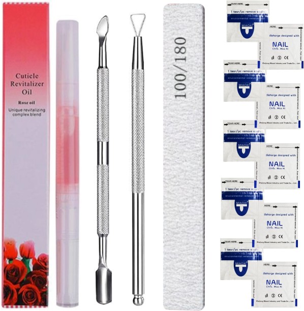 Uptown Glam Manicure Kit - Acetone Gel Remover Bags, Gel Remover /Unarmor Plate, Cuticle Oil + Pusher, and Nail File